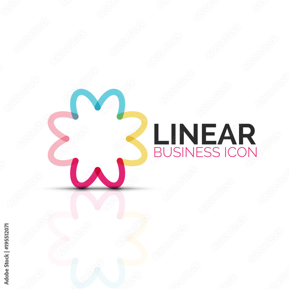 Abstract flower or star, linear thin line icon. Minimalistic business geometric shape symbol created with line segments Abstract flower or star, linear thin line icon. Minimalistic business geometric shape symbol created with line segments