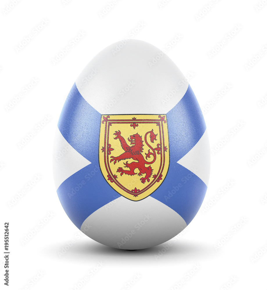 Obraz premium The flag of Nova Scotia on a very realistic rendered egg.(series)