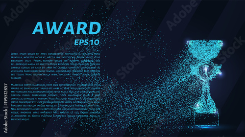 The award of the particles. Sports trophy consists of circles and points. Vector illustration.