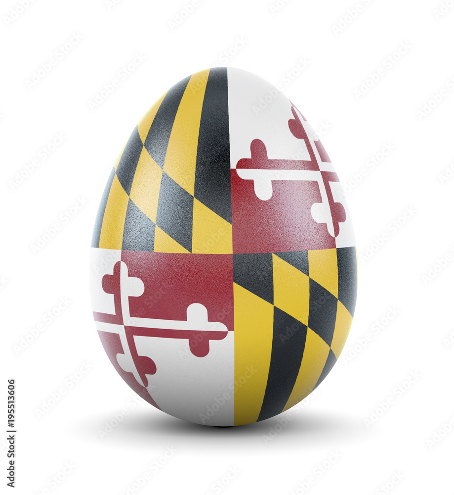 The flag of Maryland on a very realistic rendered egg.(series) The flag of Maryland on a very realistic rendered egg.(series)