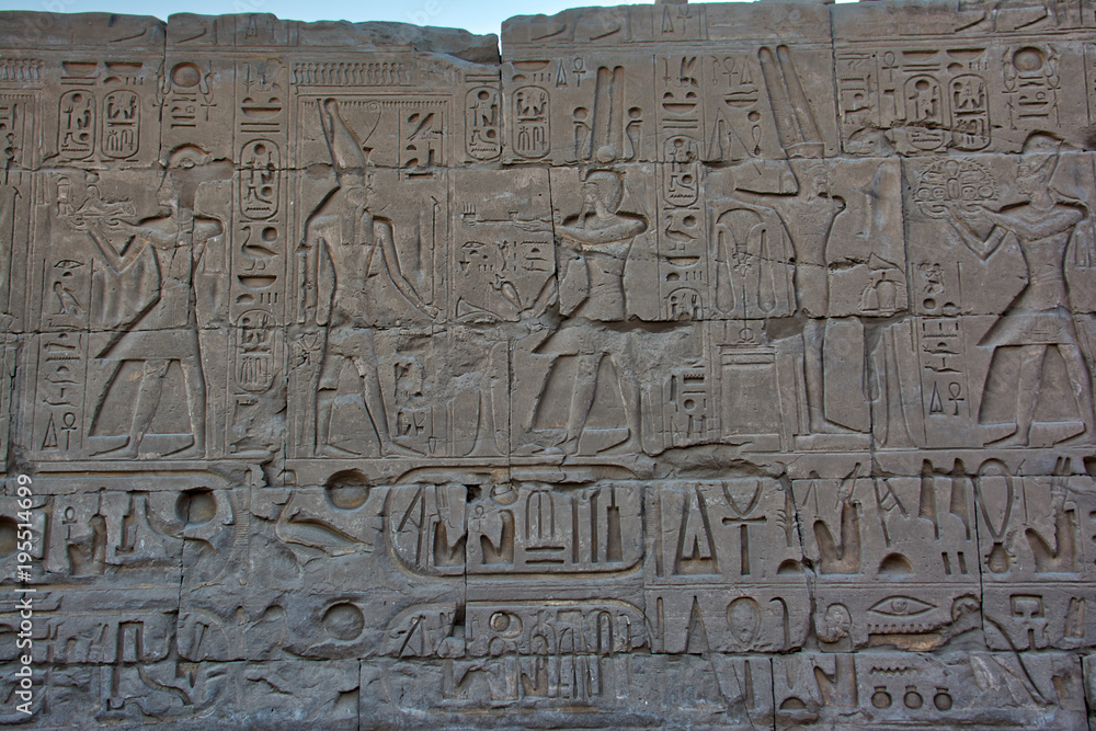 Hieroglyphics at Karnak Temple Luxor Egypt Hieroglyphics at Karnak Temple Luxor Egypt