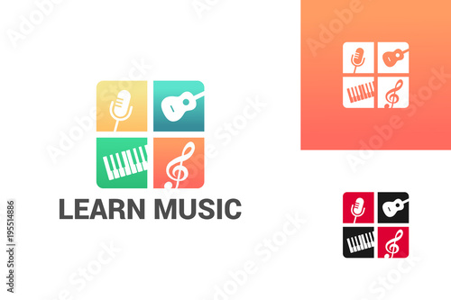 Learn Music Logo Template Design Vector, Emblem, Design Concept, Creative Symbol, Icon