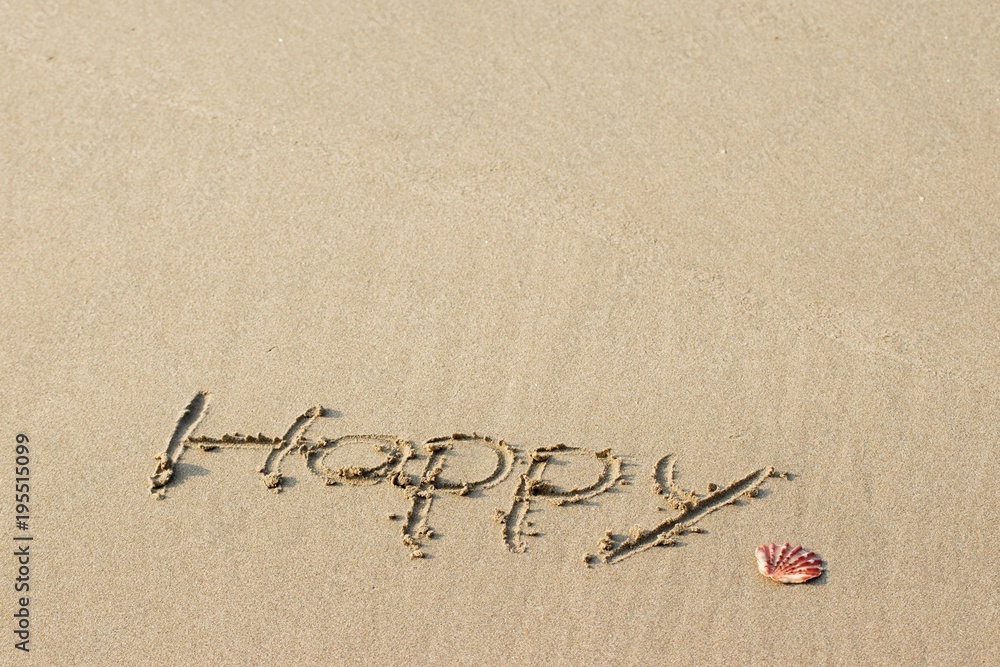 砂浜 Happyの文字 Stock 写真 Adobe Stock