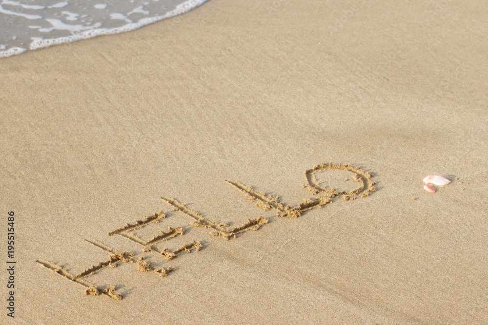 砂浜 Helloの文字 Stock 写真 Adobe Stock