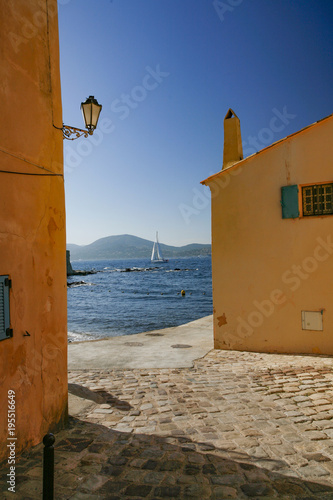 Sea view from the old street of  Saint Tropez