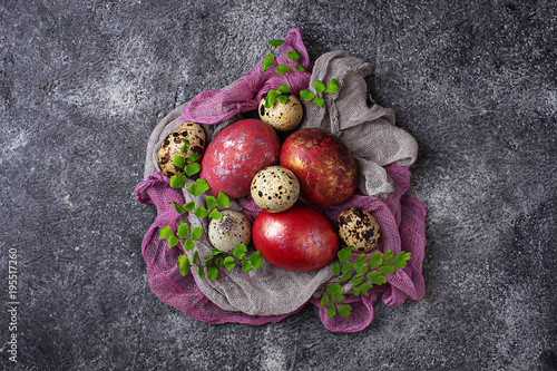 Easter painted chicken and quail eggs