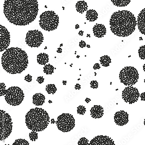 Stippled Weird Pattern. Geometric dotted grunge texture. Black and white background with circles, dots, points 