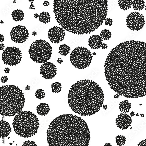 Stippled Weird Pattern. Geometric dotted grunge texture. Black and white background with circles, dots, points 