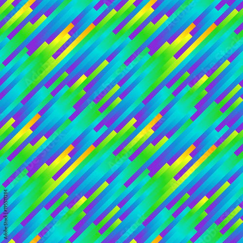 Seamless rainbow abstract pattern. Geometric print composed of colored strips. Colorful bright background.