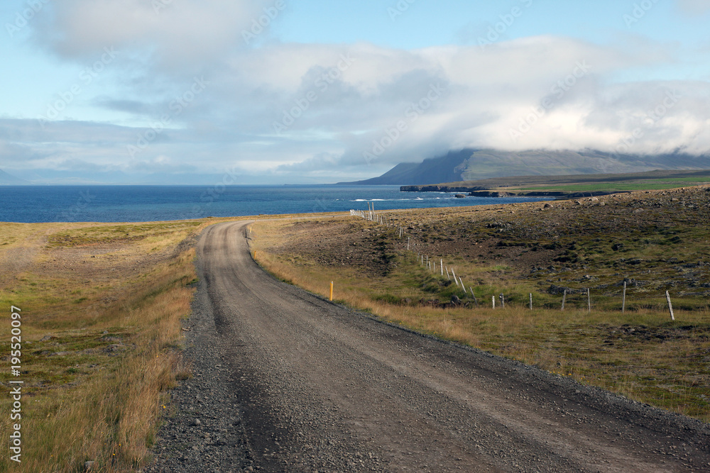 The road along the coast in Iceland