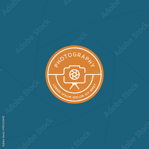 Photograph badge or label design, Logo for studio and photographer or videographer with camera symbol. Photography logo template