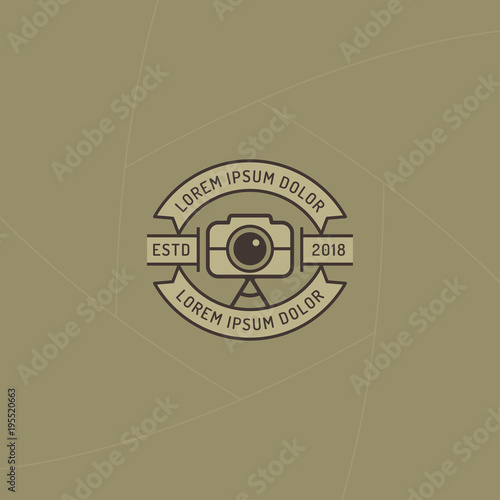Photographer badge or label design, Logo for studio and videographer with camera symbol. Photography logo template