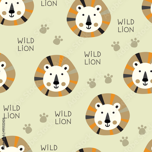Fototapeta Naklejka Na Ścianę i Meble -  Seamless cute lion pattern