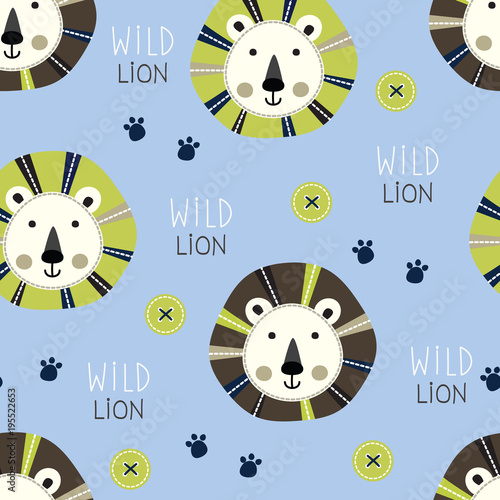 Fototapeta Naklejka Na Ścianę i Meble -  Seamless cute lion pattern