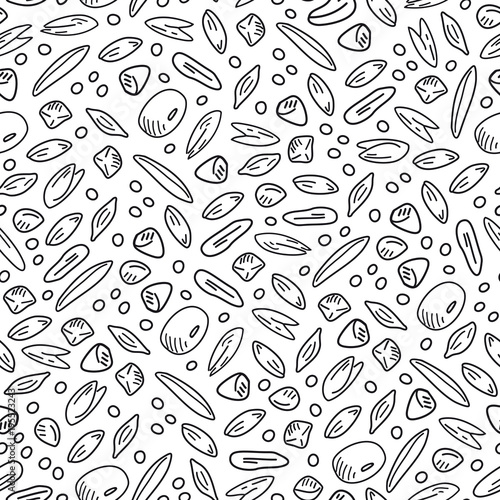 Seamless pattern with outline cereal grains.
