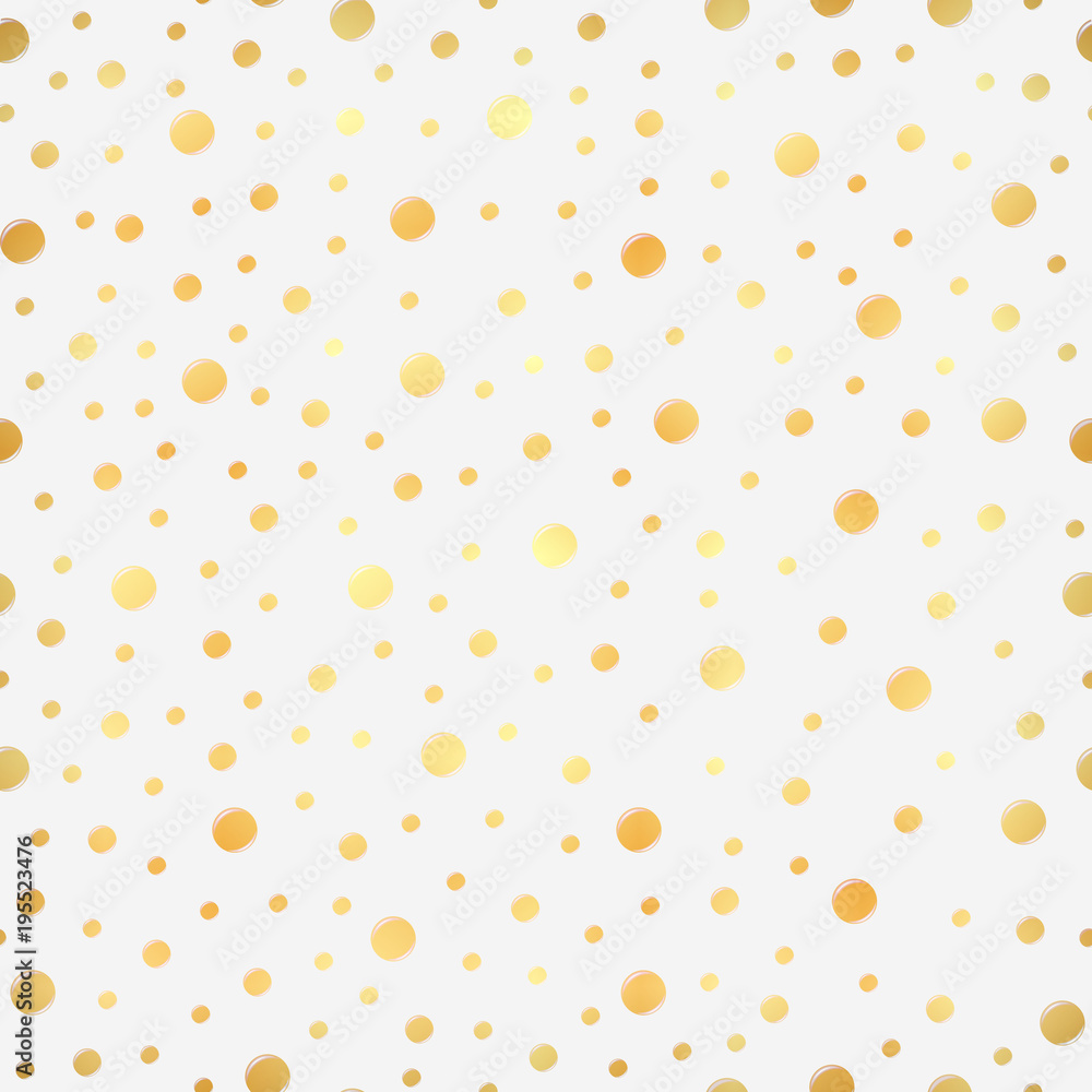 Classic dotted seamless gold pattern. Polka dot ornate