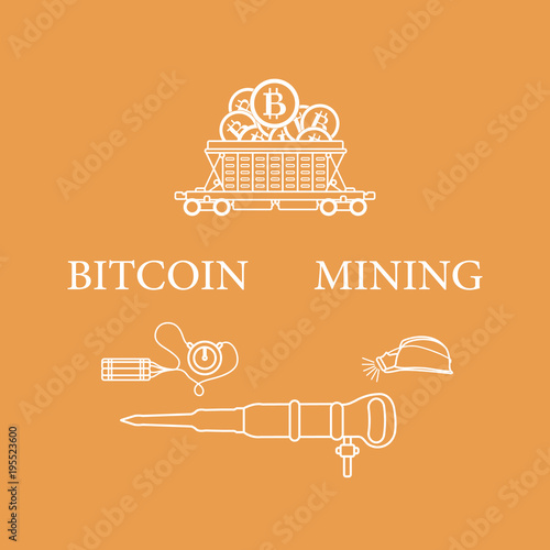 Railway car, bitcoin, dynamite, jackhammer, helmet