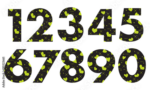 Arabic numerals with hearts.
