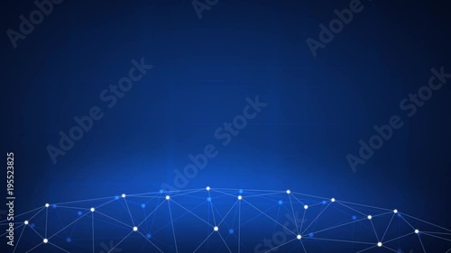 Blockchain network technology futuristic hud background with blockchain peer to peer network. Global cryptocurrency blockchain and ICO startup business banner concept. 4K animated footage.
