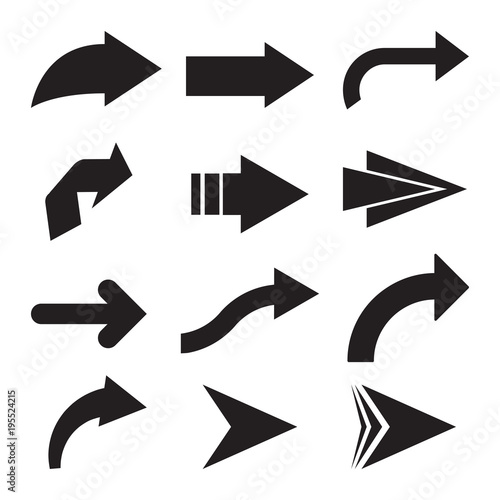 Set of black vector arrows. Arrow icon. Arrow vector icon. Arrow. Arrows vector collection