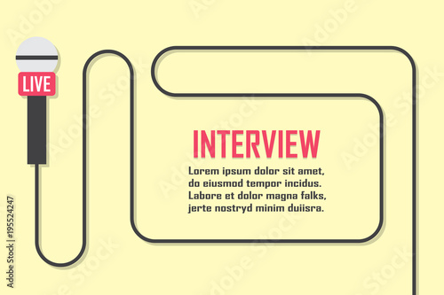Journalism concept. Live news template with microphone. Symbol breaking news on TV and radio