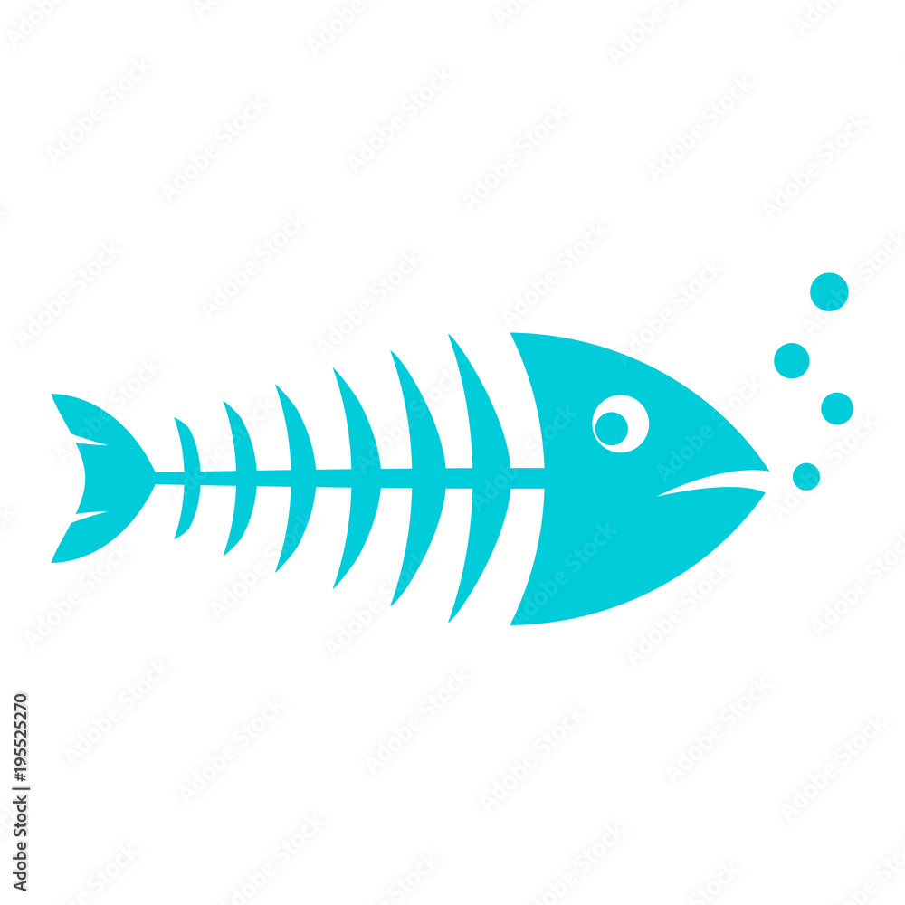 Αυτοκόλλητο Blue skinny fish vector icon