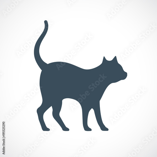 Small cute cat vector silhouette icon
