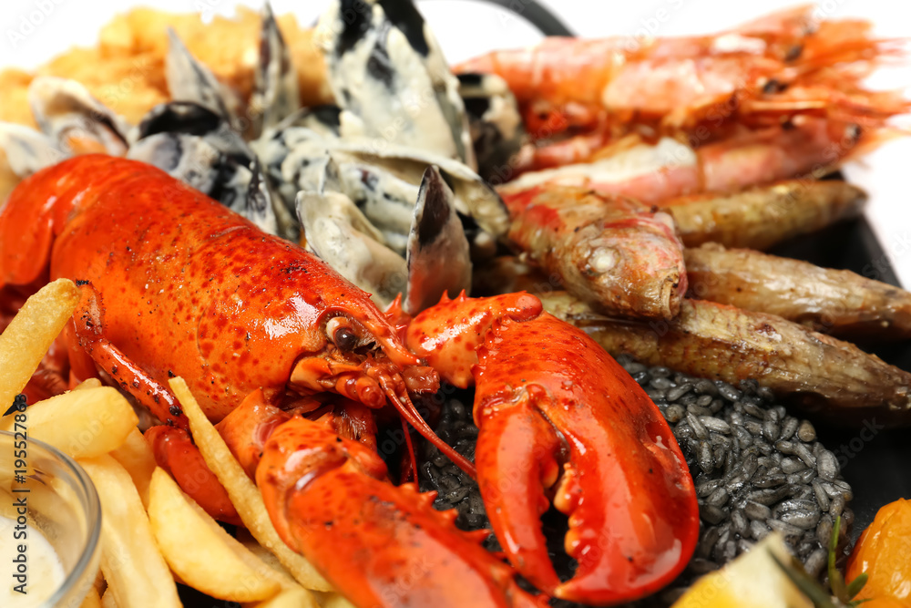 Delicious seafood platter, closeup Delicious seafood platter, closeup