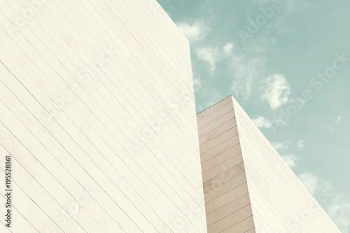 Abstract architecture. Close up of a white building facade.