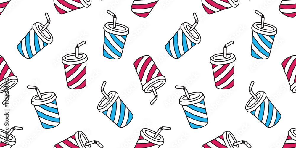 Obraz premium Cup seamless pattern coffee vector tea juice cup isolated wallpaper background blue red