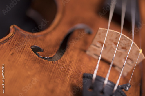 A violin on a dark background