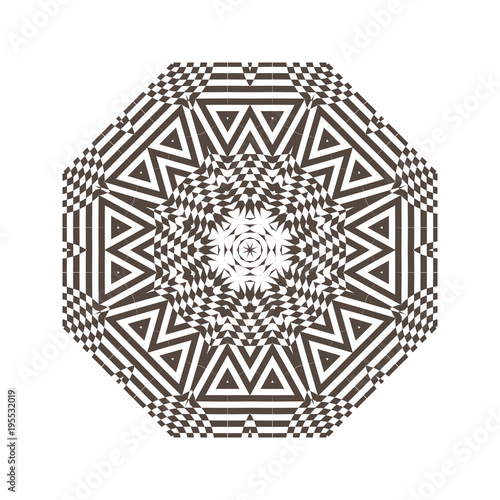 Beautiful strict mathematical circular pattern of traditional motifs and oriental ornaments. Vintage decorative elements. Mandala. Round ornament background.