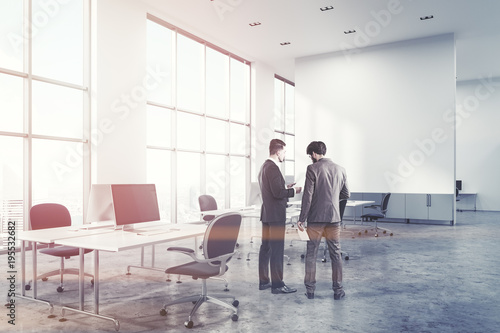 Concrete floor open space office corner, wall