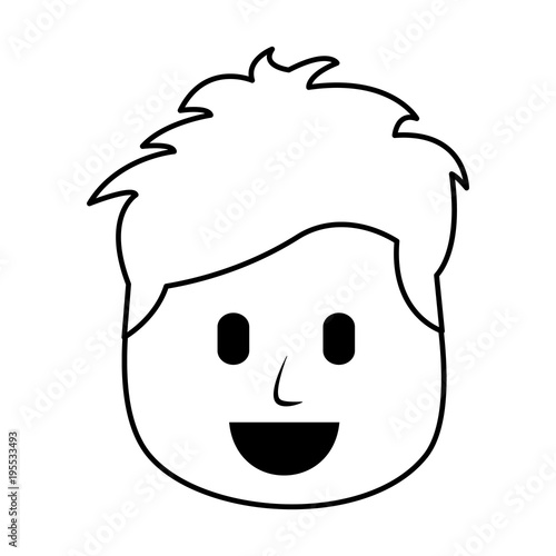 character man face laughing expression vector illustration thin line