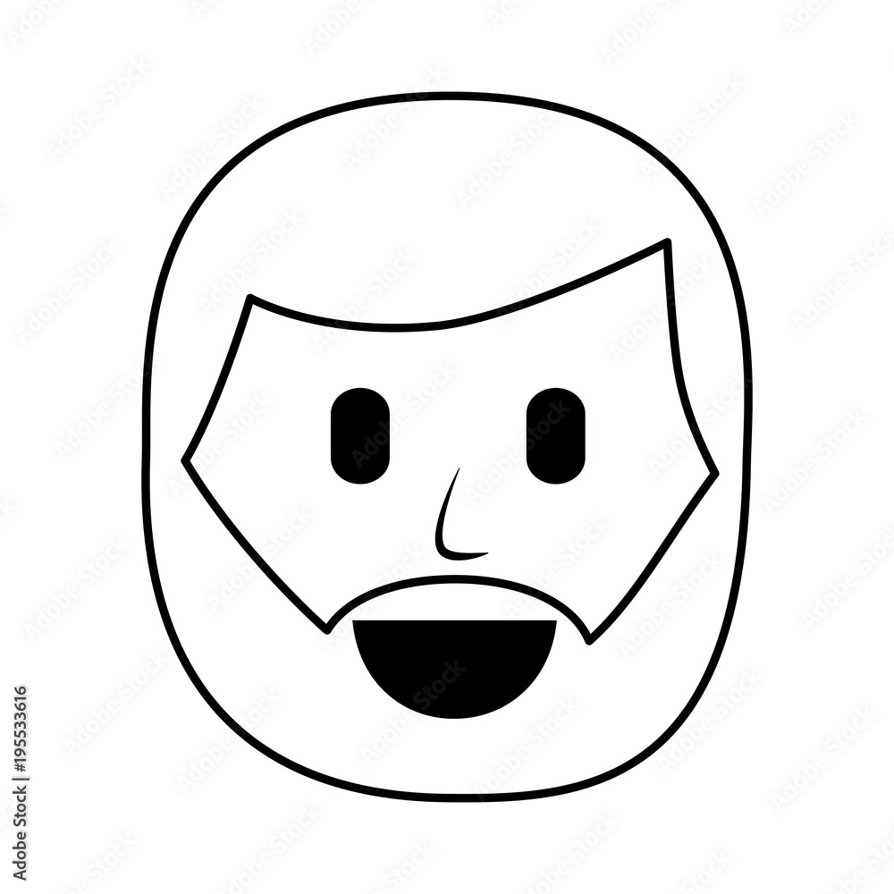character beard man face laughing expression vector illustration thin line character beard man face laughing expression vector illustration thin line