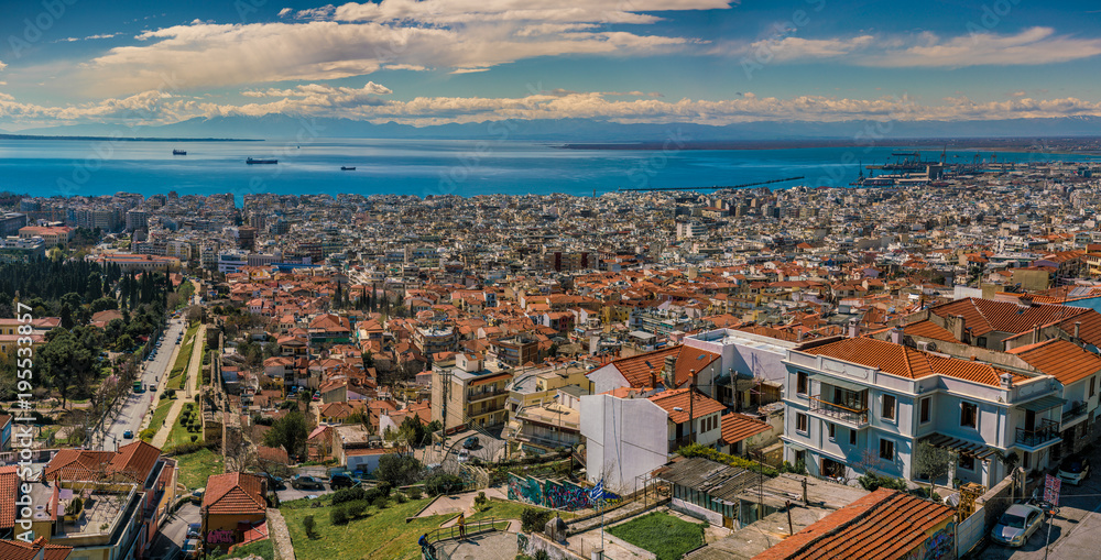 Panoramic Aerial View of Thessaloniki city