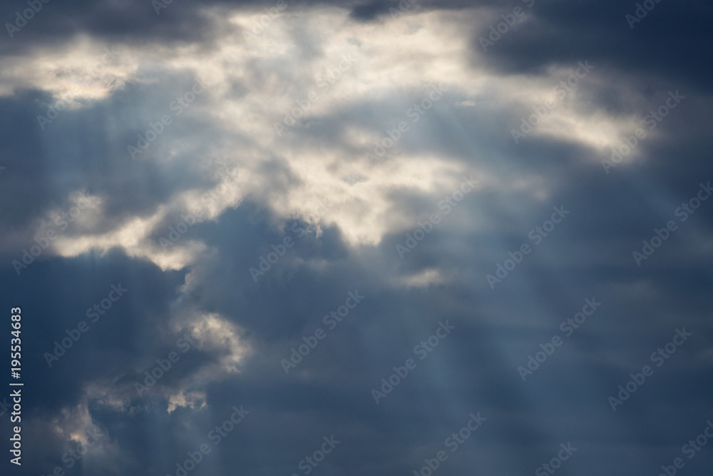 Beautiful sunlight ray and cloudy in blue sky Beautiful sunlight ray and cloudy in blue sky
