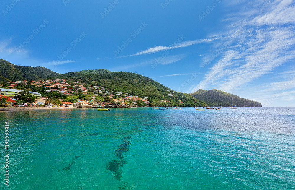Martinique Island. Beautiful Le Diamant beach and village, Martinique, Caribbeans. Martinique Island. Beautiful Le Diamant beach and village, Martinique, Caribbeans.