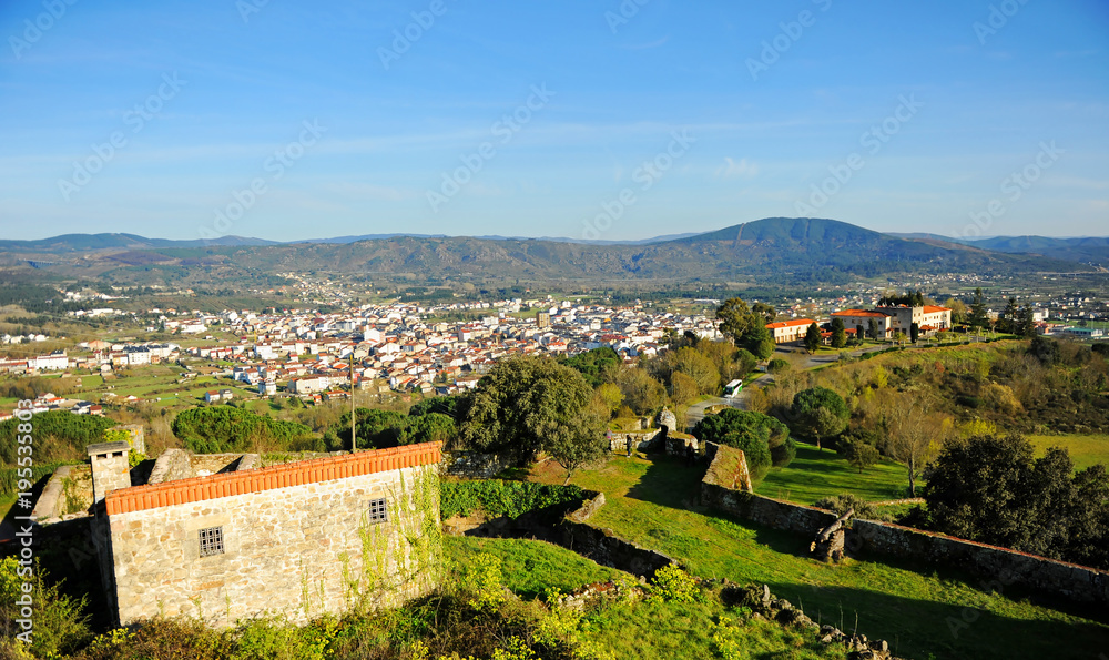 Vista de Verín dese el castillo de Monterrei,  provincia de Ourense, Galicia, España