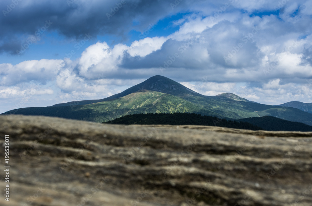 Summit on mountains. Mount Goverla in Ukraine. Summit on mountains. Mount Goverla in Ukraine.