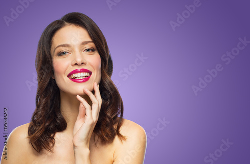 beautiful woman with lipstick over ultra violet