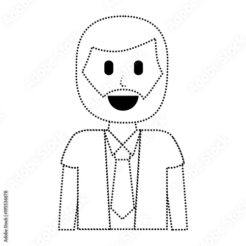 cartoon smiling man portrait character vector illustration dotted line image