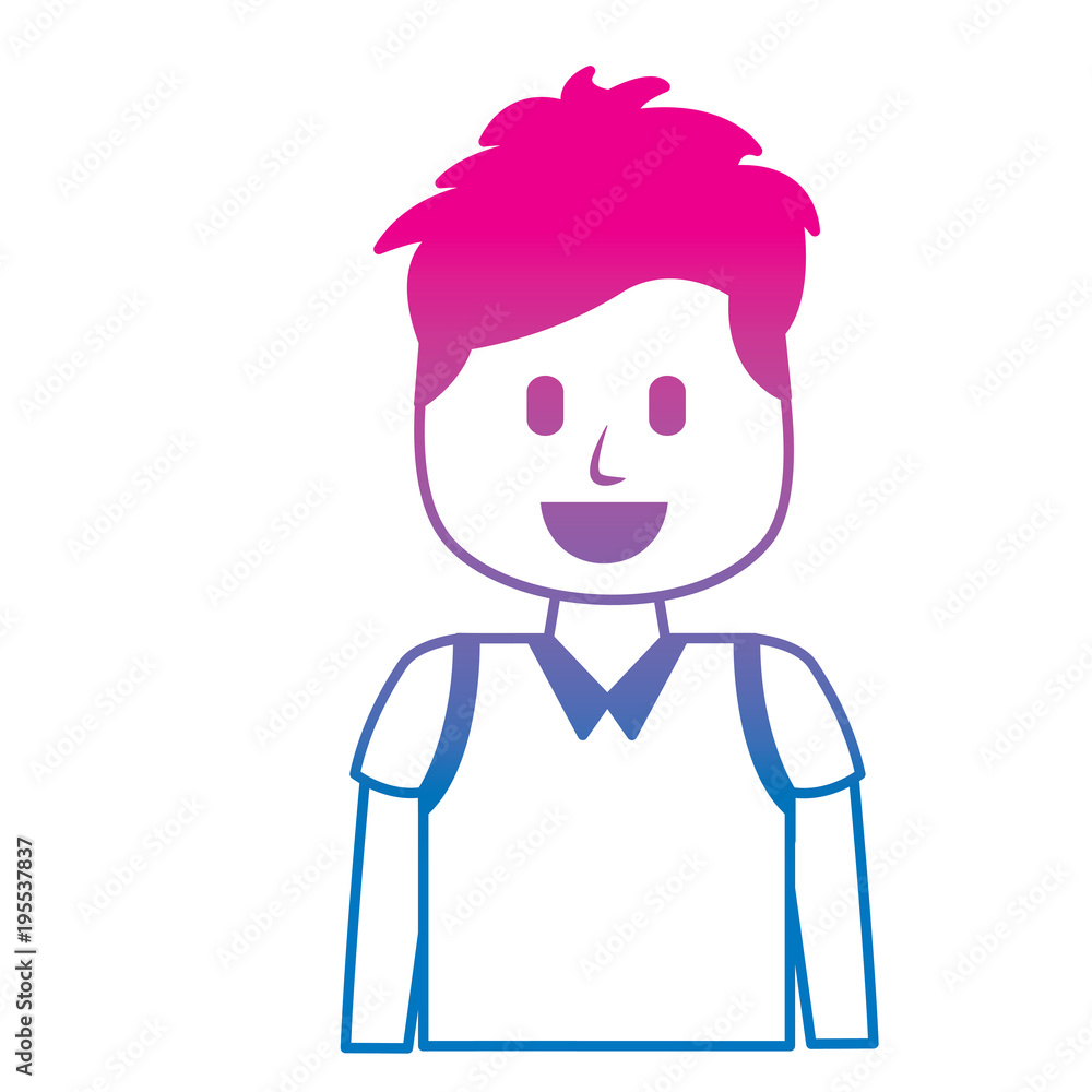 cartoon smiling man portrait character vector illustration degraded color image