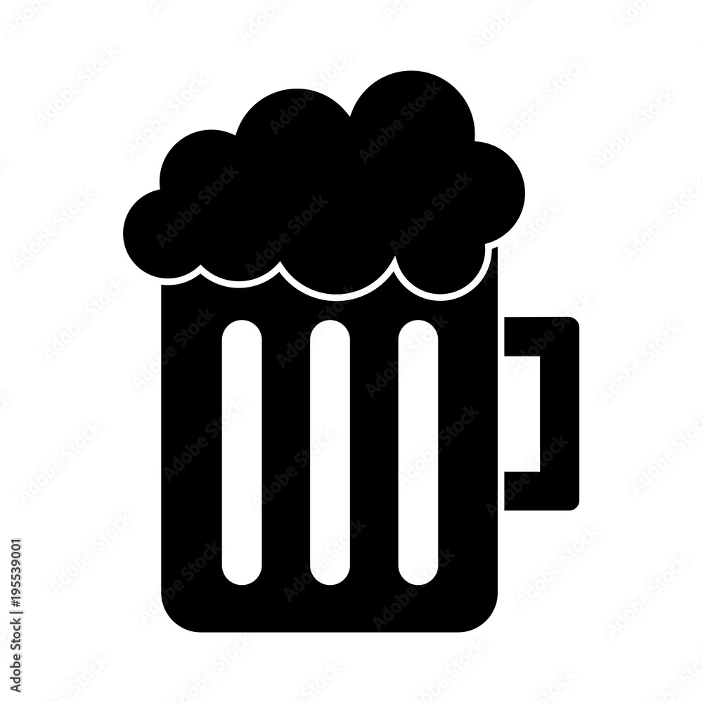 glass beer mug foamy drink alcohol vector illustration black and white image glass beer mug foamy drink alcohol vector illustration black and white image