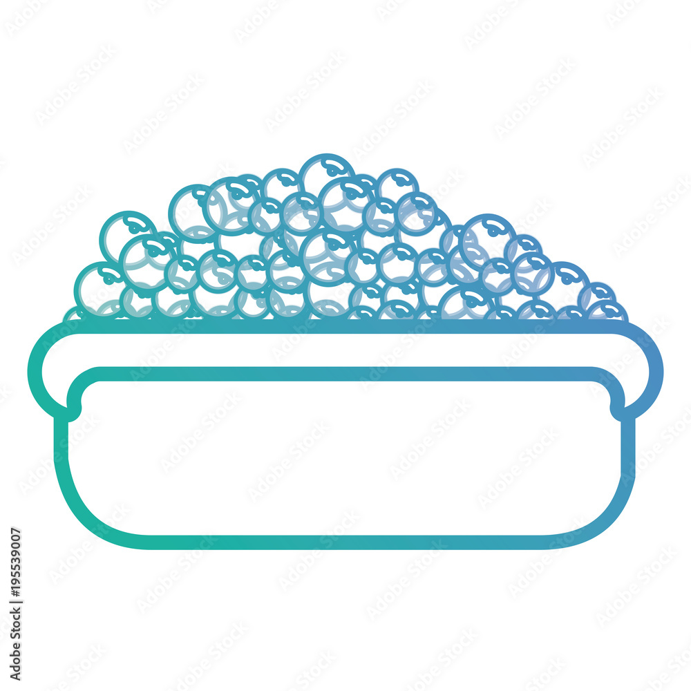 flat line blue rectangular bucket with bubbles over white background vector illustration flat line blue rectangular bucket with bubbles over white background vector illustration