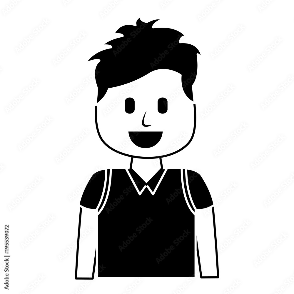 cartoon smiling man portrait character vector illustration black and white image cartoon smiling man portrait character vector illustration black and white image