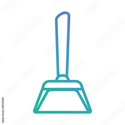 flat line blue dustpan over white background vector illustration