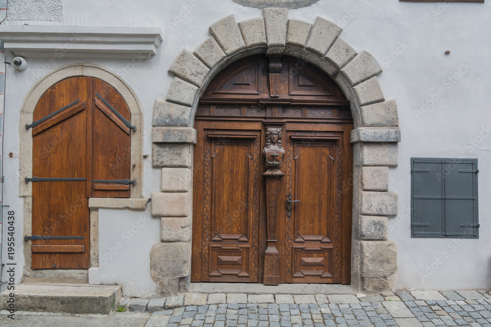 Old wooden door in Ceske Krumlov