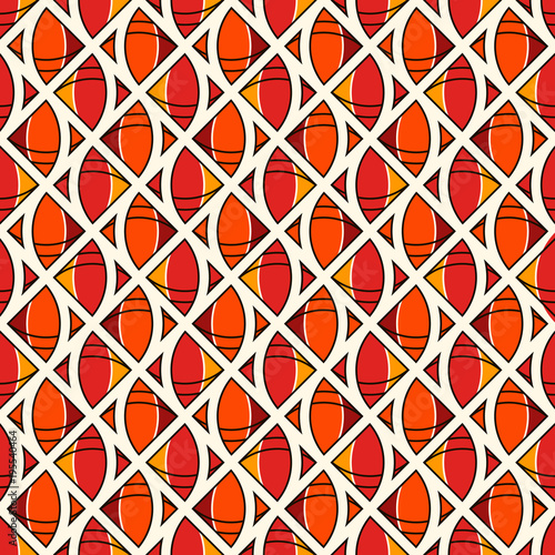 Ethnic and tribal seamless surface pattern with geometric forms. African style digital paper with stylized triangles