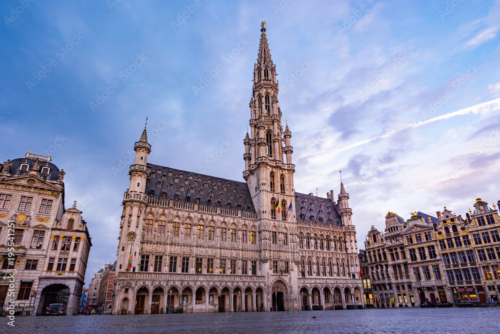 Grand Place early in the morning  in Brussels, Belgium